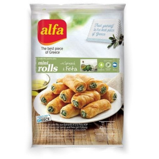 Mini Rouleaux de Pâte Filo Surgelés aux Épinards et à la Feta - ALFA - 500g