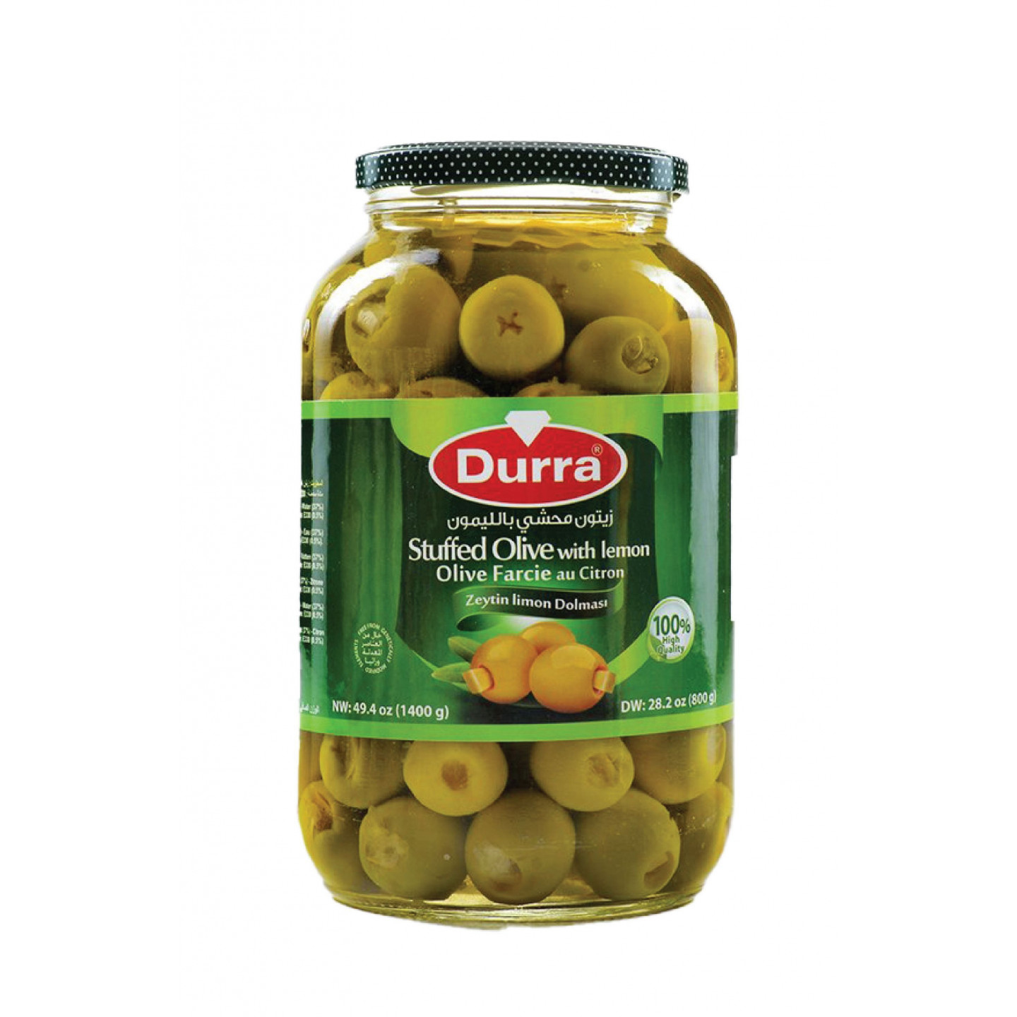 Olives Vertes Farcies au Citron - DURRA - 1,4kg