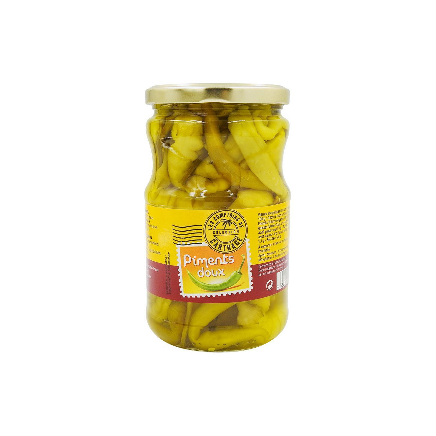 Piments Doux Marinés - LES COMPTOIRS DE CARTAGE - 620gr