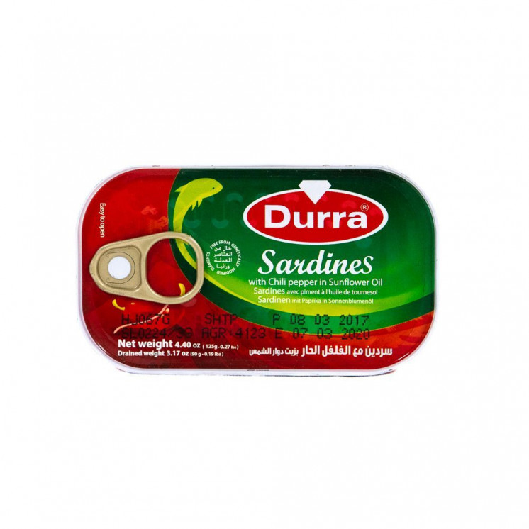 Sardines à l'Huile Végétale et au Piment - DURRA - 125gr