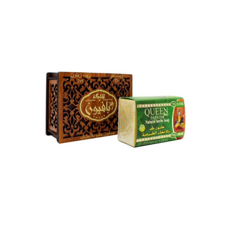 Savon d'Alep  aux Herbes Naturelles en Boite en bois - QUEEN PAFION - 150g