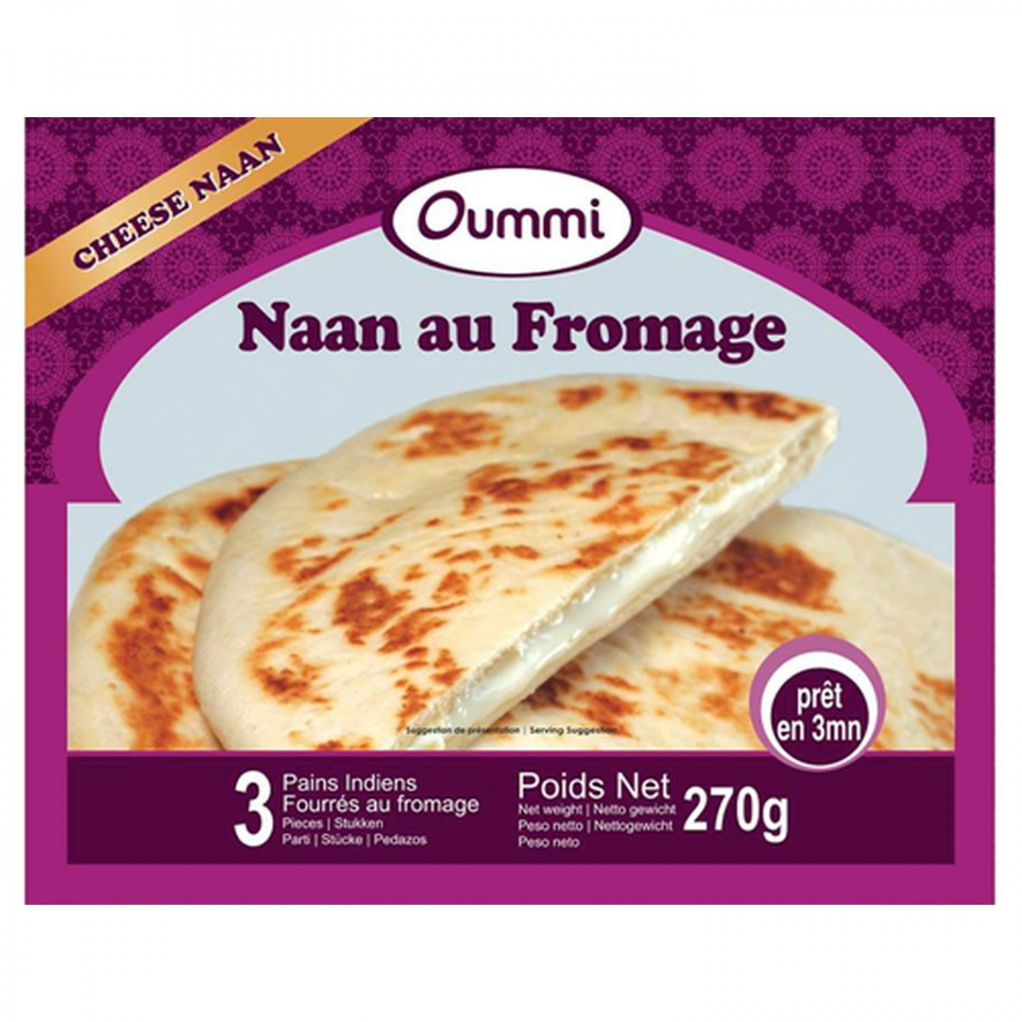 Naan au Fromage Surgelés - OUMMI - 3 Pcs