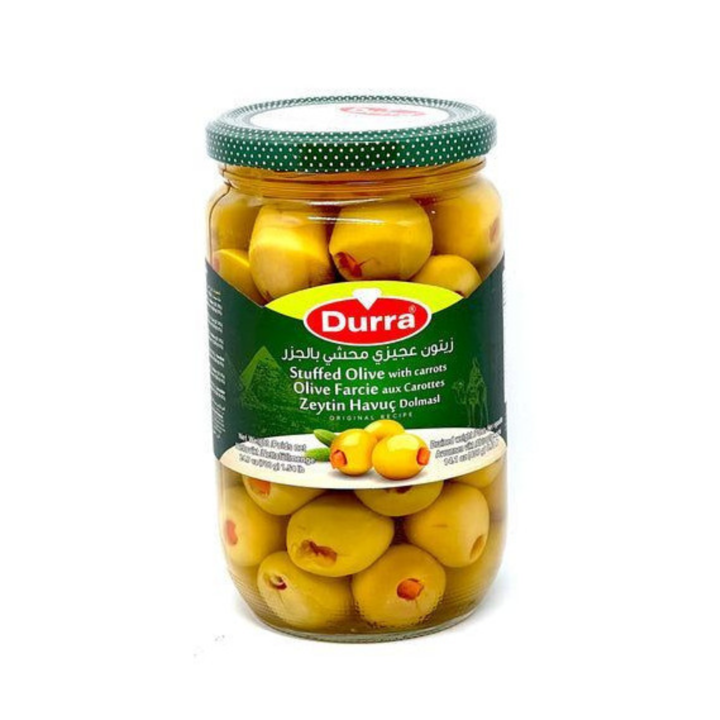 Olives Vertes Farcies aux Carottes - DURRA - 700gr