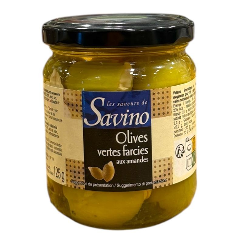 Olives Vertes Farcies aux Amandes - SAVINO - 125gr