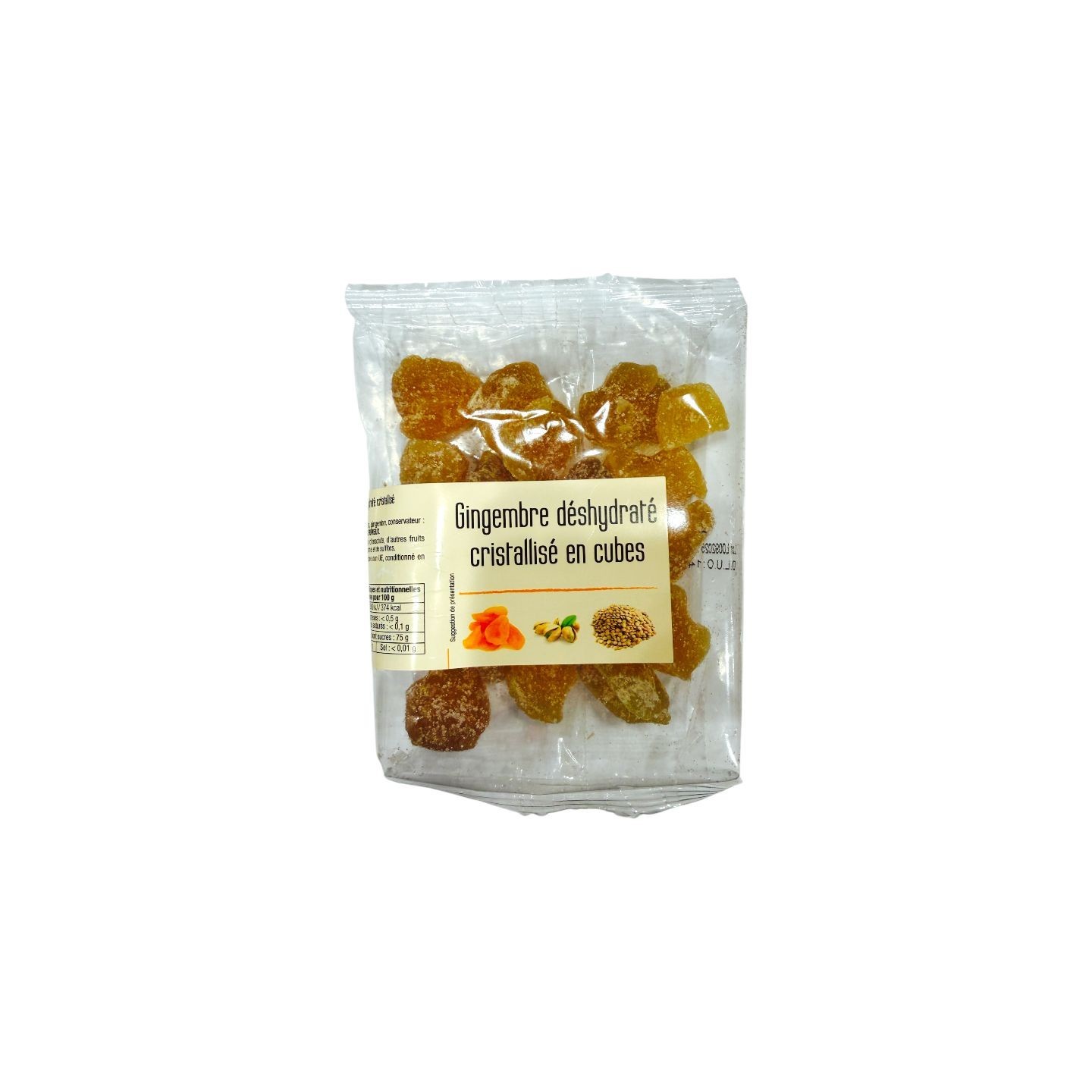 Gingembre Déshydratées Cristalisés en Cubes - AGIDRA - 220Gr