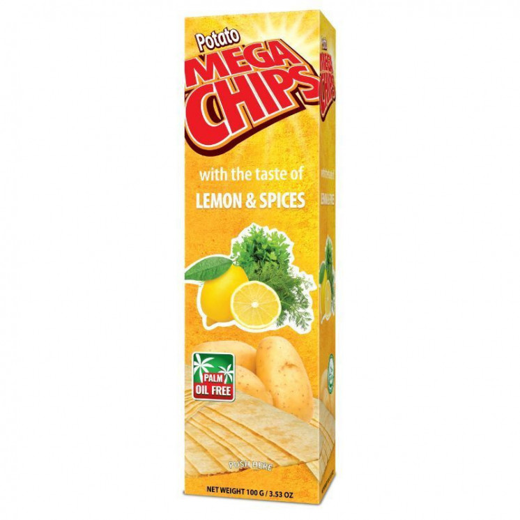 Chips Saveur de Citron avec Persil et Curry - MEGA CHIPS - 100gr