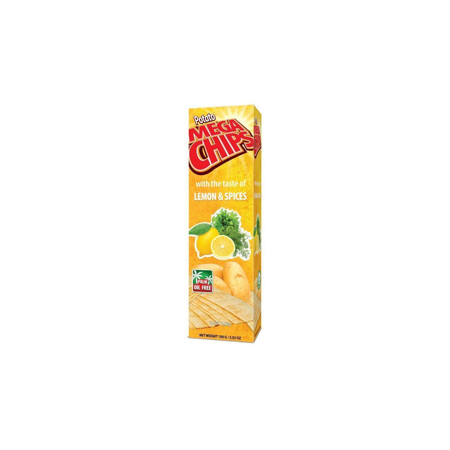 Chips Saveur de Citron avec Persil et Curry - MEGA CHIPS - 100gr