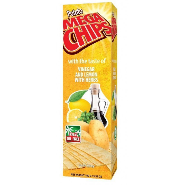 Chips Saveur de Vinaigre et Citron aux Herbes - MEGA CHIPS - 100gr