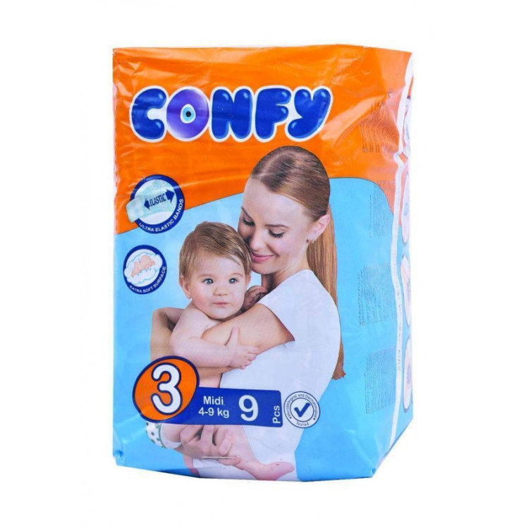 Couches Pour Bébé N° 3 (Midi 4-9kg) - CONFY - 9 pc